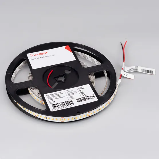Фото #3 товара Светодиодная лента RT-A168-10mm 24V Warm2700 (17 W/m, IP20, 2835, 5m) (Arlight, Открытый)