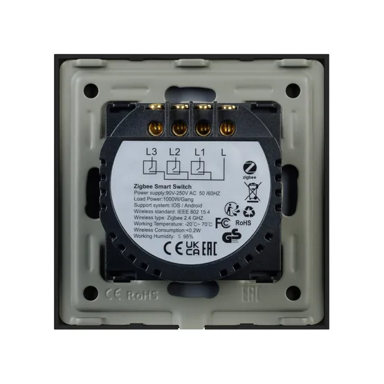 Фото #2 товара Выключатель сенсорный SWT-OMALI-S03-ZB-BK (250V, 10A, Zigbee) (Arlight, Стекло)