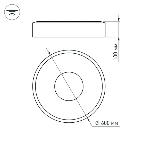 Фото #6 товара Светильник SP-TOR-RING-SURFACE-R600-42W Warm3000 (WH, 120 deg) (Arlight, IP20 Металл, 3 года)