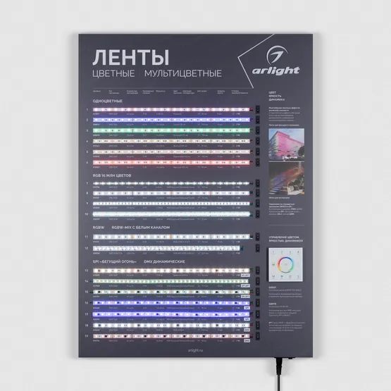 Фото #2 товара Стенд Ленты Мультицветные ARL-RGB-04-830x600mm (230V) (Arlight, -)