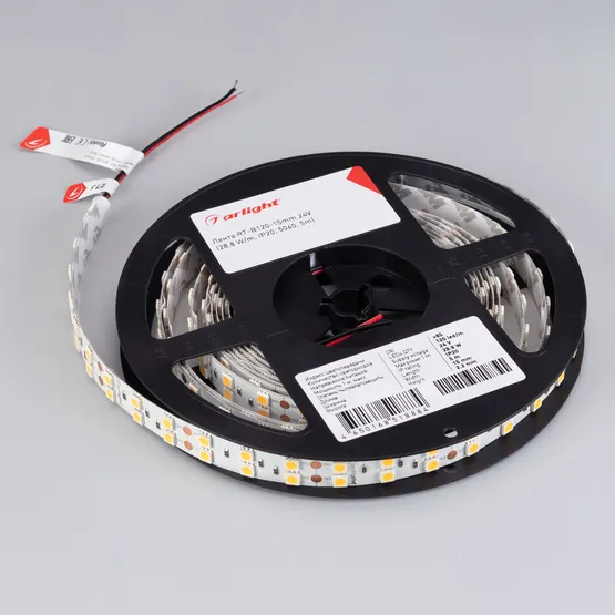 Фото #2 товара Светодиодная лента RT-B120-15mm 24V Warm3000 (28.8 W/m, IP20, 5060, 5m) (Arlight, -)