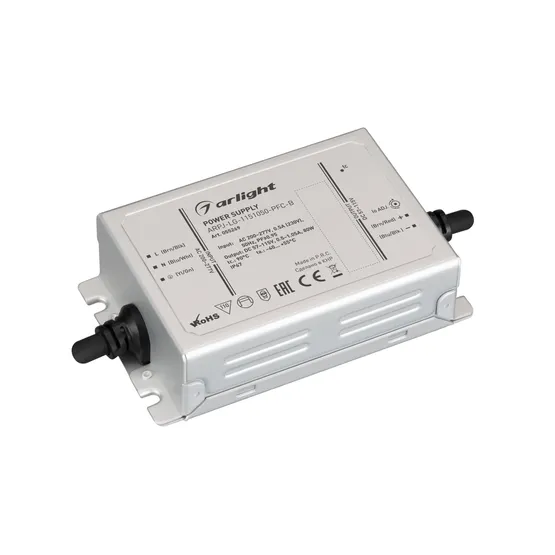 Фото товара Блок питания ARPJ-LG-1151050-PFC-B (80W, 57-115V, 0.5-1.05A) (Arlight, IP67 Металл, 5 лет)