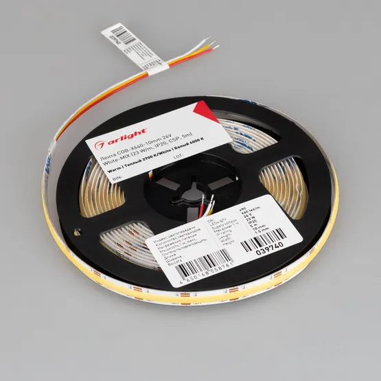Фото #3 товара Светодиодная лента COB-X640-10mm 24V White-MIX (23 W/m, IP20, CSP, 5m) (Arlight, Изменяемая ЦТ)