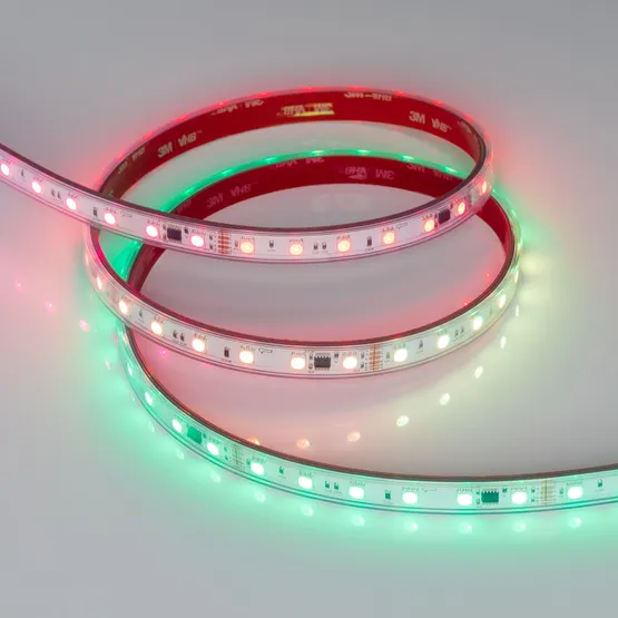 Фото #4 товара Светодиодная лента герметичная DMX-PS-B60-12mm 24V RGB-PX6 (14 W/m, IP67, 5060, 5m) (Arlight, -)