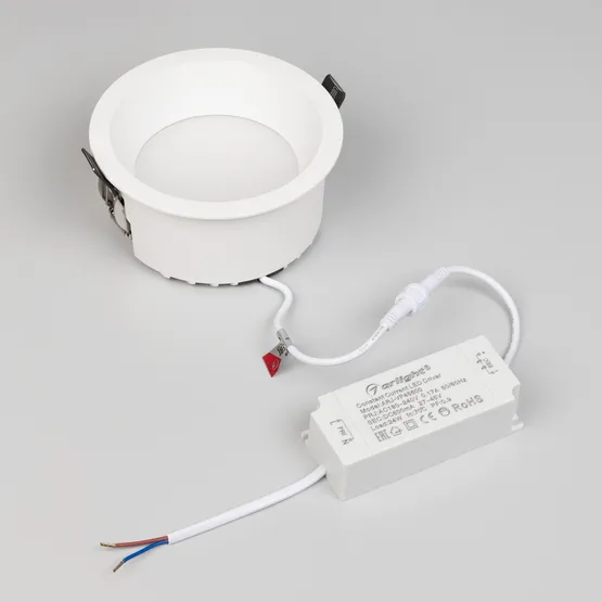 Фото #2 товара Светильник MS-DROP-BUILT-R137-24W Warm3000 (WH, 90 deg, 230V) (Arlight, IP54 Металл, 5 лет)