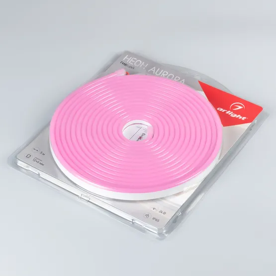 Фото #2 товара Светодиодная лента герметичная AURORA-PS-A120-12x6mm 24V Pink (10 W/m, IP65, 2835, 5m) (Arlight, Силикон, 2 года)