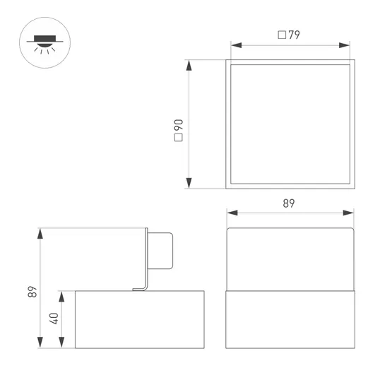 Фото #5 товара Светильник DL-GRIGLIATO-S90x90-6W Warm3000 (BK, 90 deg, 230) (Arlight, IP40 Металл, 5 лет)