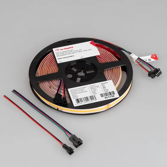 Фото #3 товара Светодиодная лента герметичная SPI-COB-SE-X378-12mm 24V White6000-PX63-BPT (7 W/m, IP65, 5m) (Arlight, бегущий огонь)
