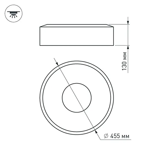 Фото #6 товара Светильник SP-TOR-RING-SURFACE-R460-33W Warm3000 (WH, 120 deg) (Arlight, IP20 Металл, 3 года)