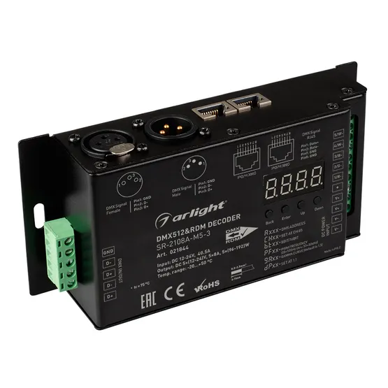 Фото #5 товара Декодер DMX SR-2108A-M5-3 (12-36V, 480-1440W, 5CH) (Arlight, IP20 Металл, 3 года)
