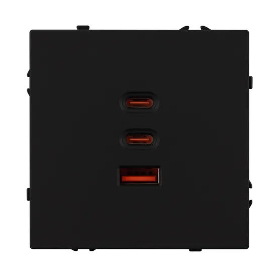 Фото #3 товара Механизм розетки с быстрой USB зарядкой SCT-NOBE-MUACC-SFPL-FC-BK (65W, QC3) (Arlight, -)