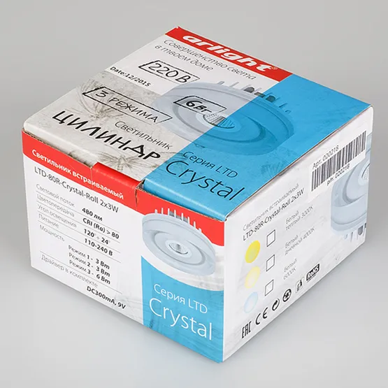 Фото #3 товара Светильник LTD-80R-Crystal-Roll 2x3W White (Arlight, IP40 Пластик, 3 года)