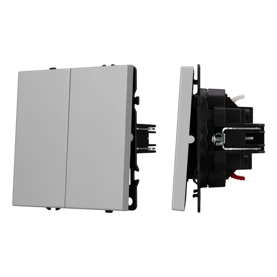 Фото #1 товара ARL NOBE Выключатель проходной 2 кл софт-тач никель SWT-MKP2-SFPL-IS (250V, 10A) (Arlight, -)