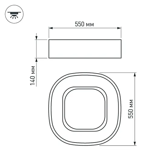 Фото #4 товара Светильник SP-TOR-QUADRAT-S550x550-53W Warm3000 (WH, 120 deg) (Arlight, IP20 Металл, 3 года)