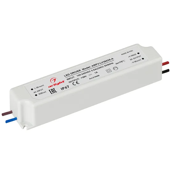 Фото #1 товара Блок питания ARPV-LV36035-A (36V, 1.0A, 36W) (Arlight, IP67 Пластик, 3 года)
