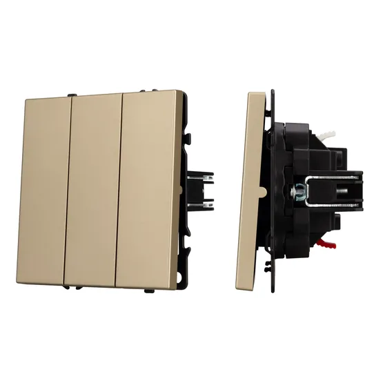 Фото #1 товара ARL NOBE Выключатель 3 кл софт-тач золотой песок SWT-MK03-SFPL-GD (250V, 10A) (Arlight, -)
