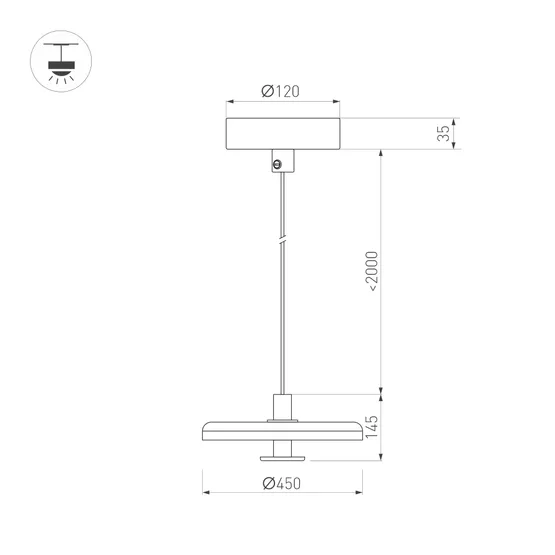 Фото #9 товара Светильник SP-KOTARO-R450-12W Warm3000 (BK-CF, 36 deg, 230V, TRIAC) (Arlight, IP20 Фетр, 3 года)