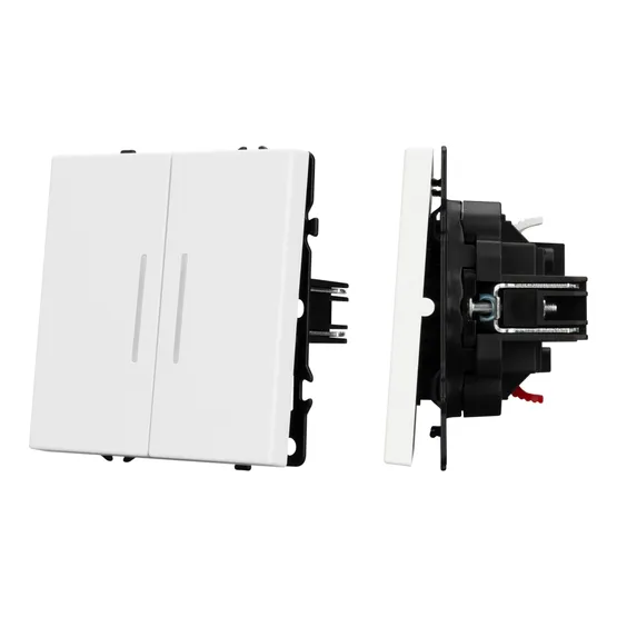 Фото #1 товара Механизм выключателя двухклавишный непроходной LED SWT-NOBE-MK02-SFPL-L-WH (230V, 10A) (Arlight, Белый кварц)