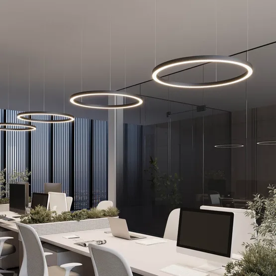 Фото #2 товара Светильник SP-CIRCLE-HANG-O3535-D1200-75W Warm3000 (RAL9005, 120 deg, 230V) IP40 LED (Arlight, Алюминий)
