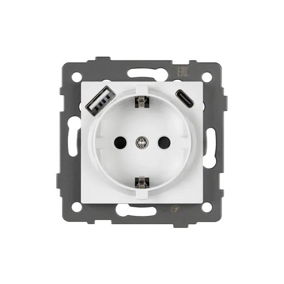 Фото #2 товара Механизм розетки с быстрой USB зарядкой SCT-MUAC-PL-WH-V (250V, 16A) (Arlight, -)