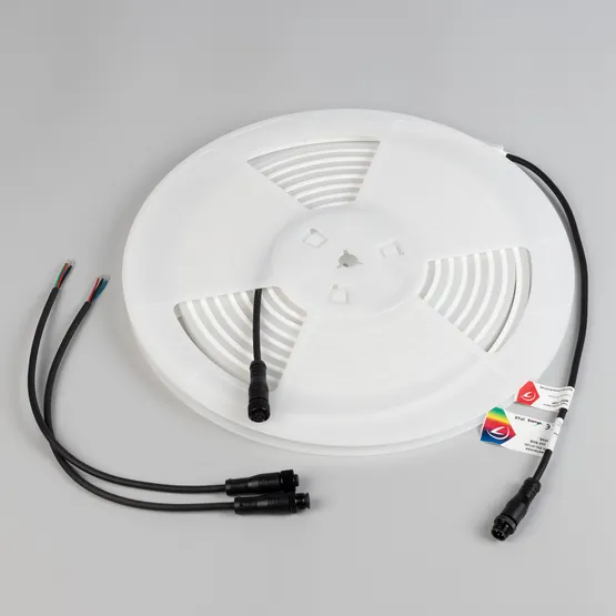Фото #2 товара Светодиодная лента герметичная WAVE-TOP-PU-H120-10x10mm 24V RGB (10 W/m, IP68, 5m, wire x2) (Arlight, Вывод боковой, 3 года)