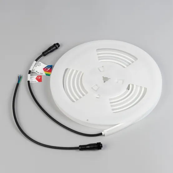 Фото #4 товара Светодиодная лента герметичная WAVE-TOP-PU-H120-10x10mm 24V RGB (10 W/m, IP68, 3m, wire x1) (Arlight, Вывод боковой, 3 года)