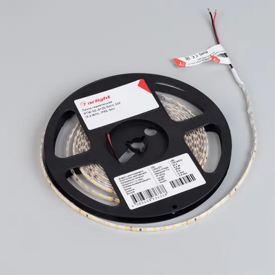 Фото #3 товара Светодиодная лента герметичная RTW-SE-A120-5mm 24V Warm3000 (9.6 W/m, IP65, 5m) (Arlight, -)