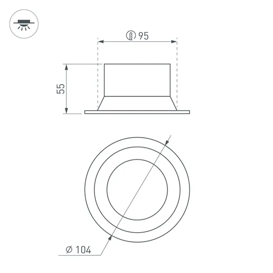 Фото #7 товара Светильник MS-BREEZE-BUILT-R104-12W Warm2700 (WH, 90 deg, 230V) (Arlight, IP20 Металл, 5 лет)