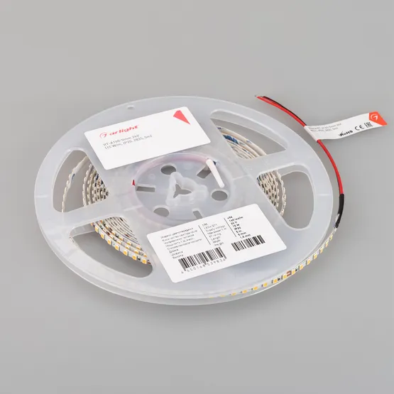 Фото #3 товара Светодиодная лента RT-A160-5mm 24V Warm3500 (15 W/m, IP20, 2835, 5m) (Arlight, Открытый)