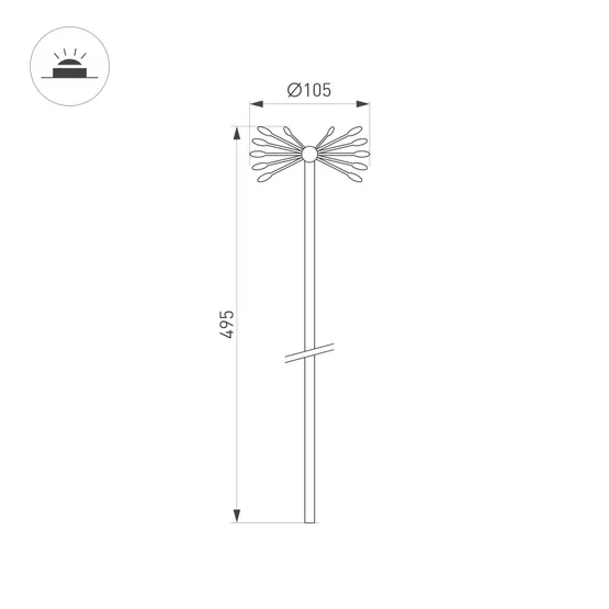 Фото #4 товара Светильник KT-DANDEL-BOLL-H495-0.5W Warm3000 (WH, 24 deg, 24V) (Arlight, IP65 Металл, 3 года)