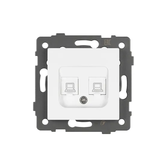 Фото #2 товара Механизм компьютерной розетки двойной SCT-MPC2-PL-WH-V (RJ-45, CAT6) (Arlight, -)