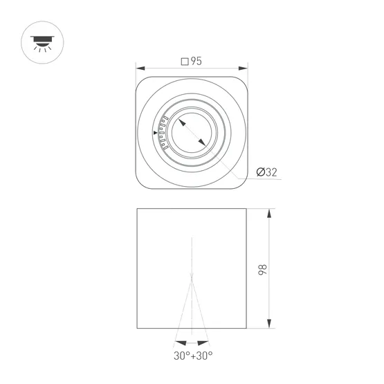 Фото #5 товара Светильник SP-ACENTO-S95x95-10W Warm2700 (BK, 20-45 deg, 230V) (Arlight, IP20 Металл, 5 лет)