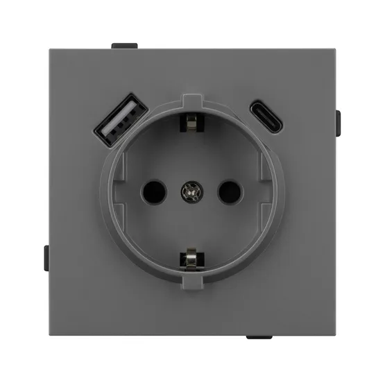 Фото #3 товара Механизм розетки с USB зарядкой SCT-TENDO-MUAC-SFPL-GR (230V, 16A) (Arlight, Матовый графитовый)
