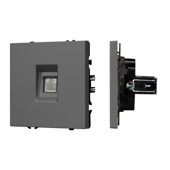 Фото #1 товара ARL NOBE Розетка компьютерная софт-тач серый базальт SCT-MPC1-SFPL-GR (RJ-45, CAT6) (Arlight, -)
